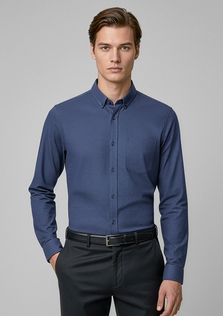 Soul Mens Micro-Check LS Shirt