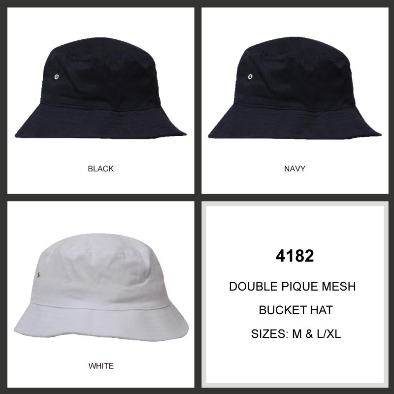 Headwear Double Pique Mesh Bucket Hat