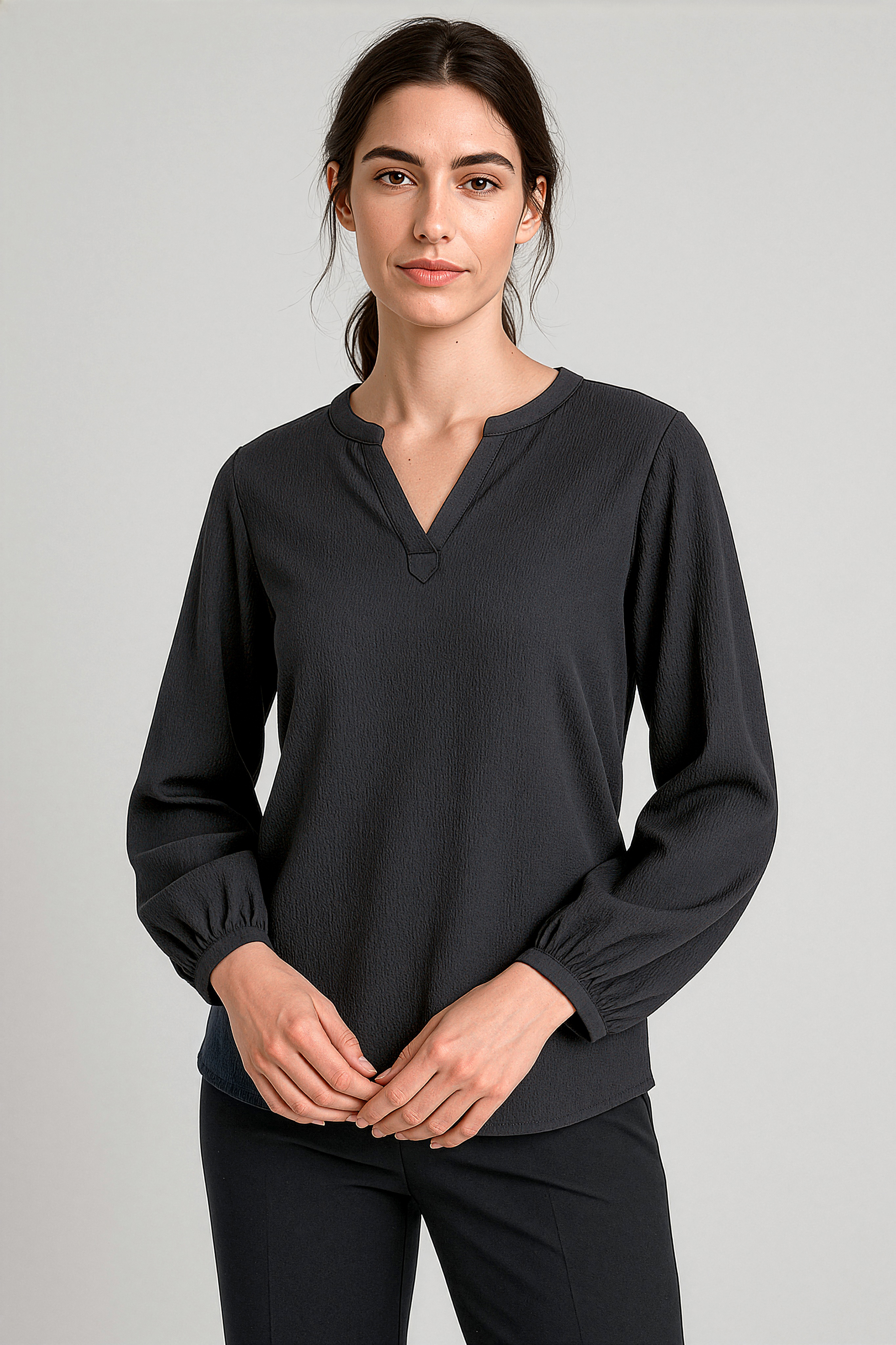 Ruche Womens Long Sleeve Tunic Blouse