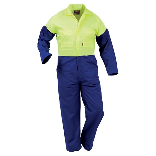 Overall Workzone Day Only Polycotton Zip Royal Blue/Yellow