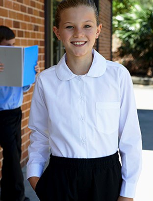 Girls Peter Pan Collar Long Sleeve School Shirt-18-22