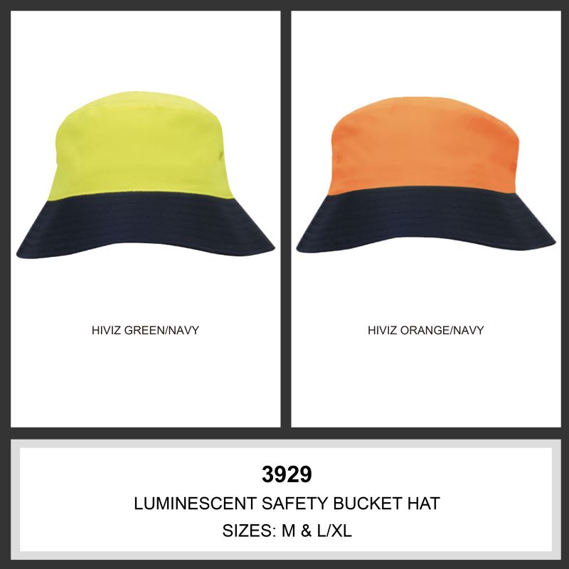 Headwear Breathable Poly/Twill Hi-Vis Safety Bucket Hat