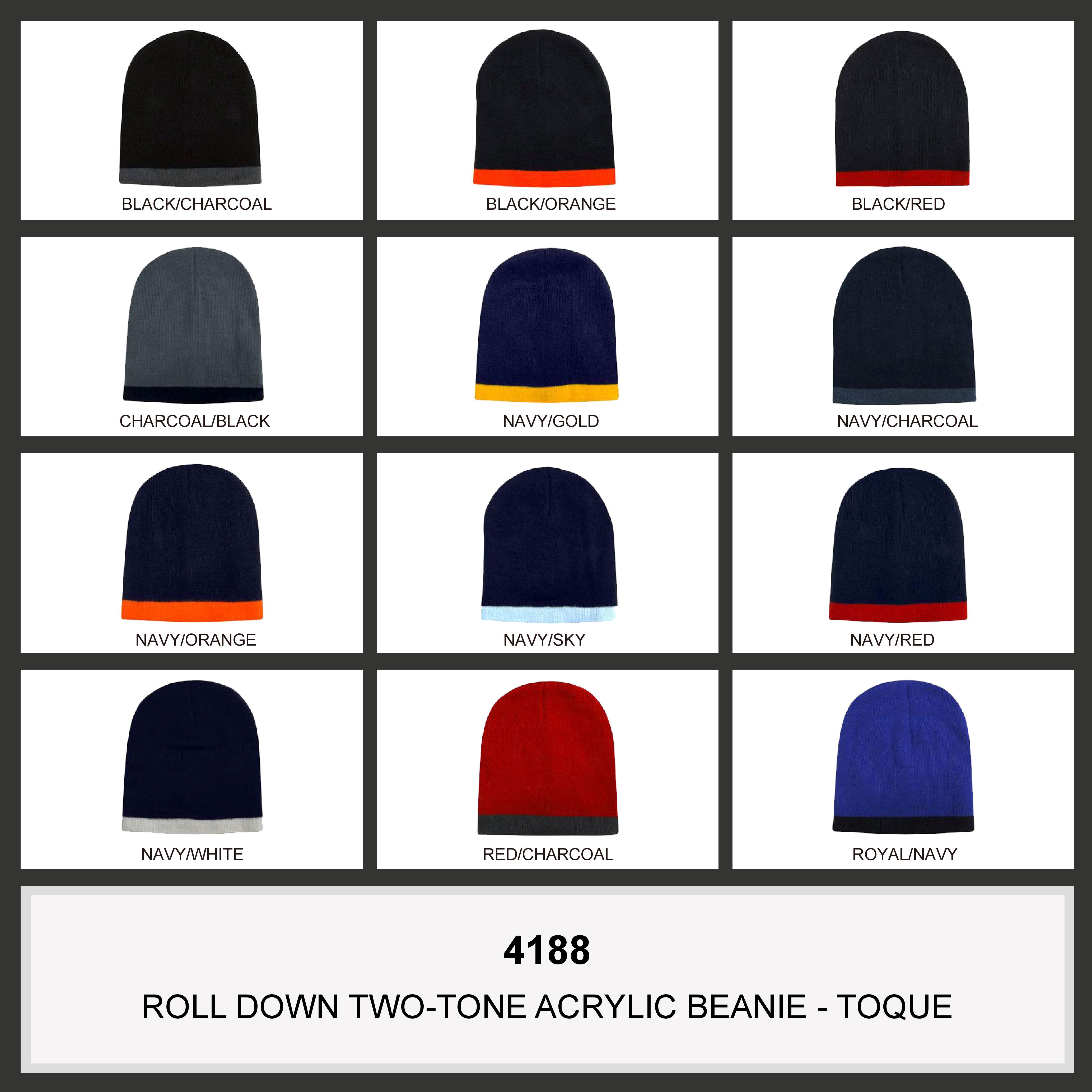 Headwear Acrylic Two-Tone Roll Down Beanies