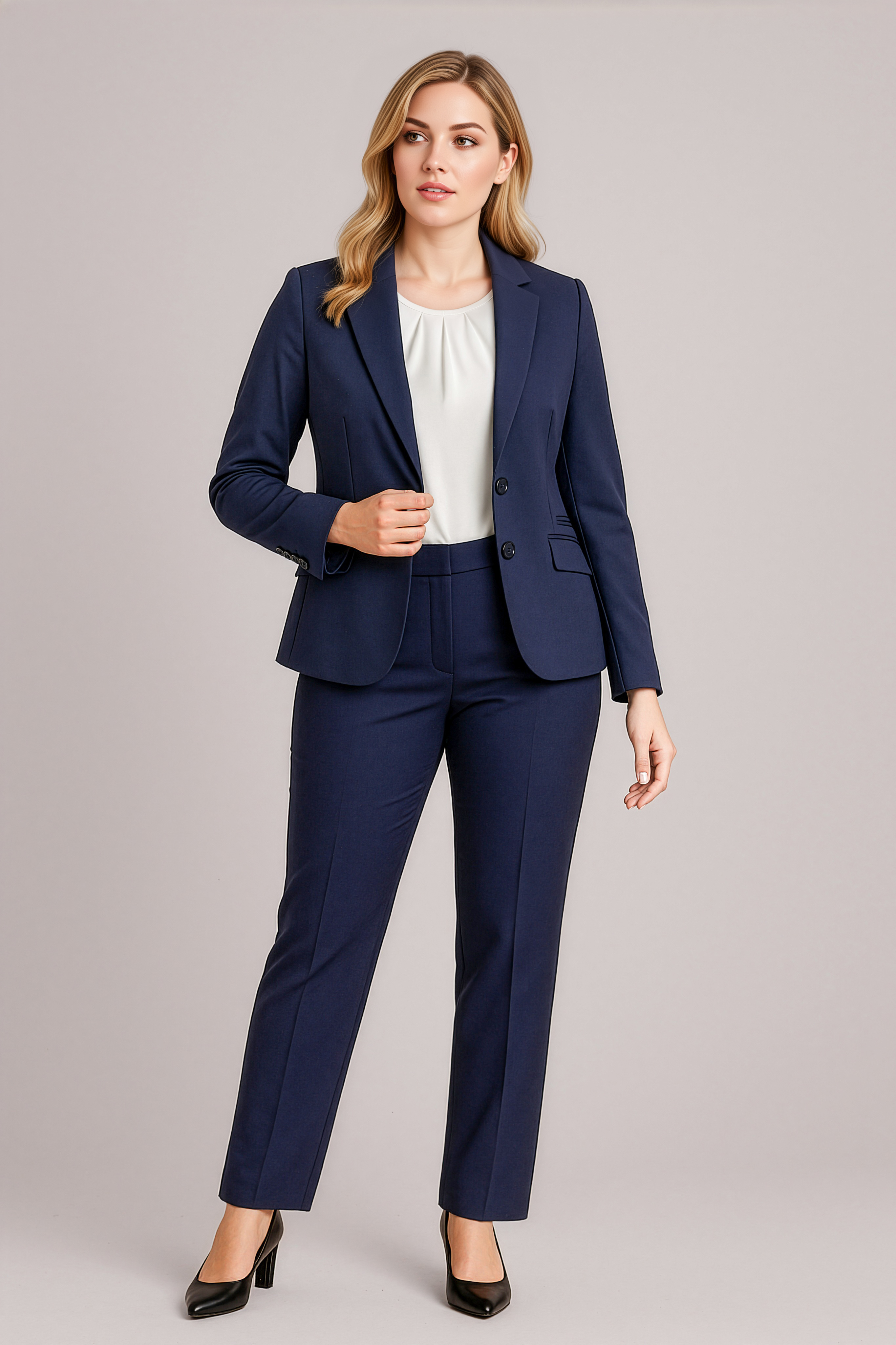 Biz Corporates Womens Two Button Mid Length Jacket