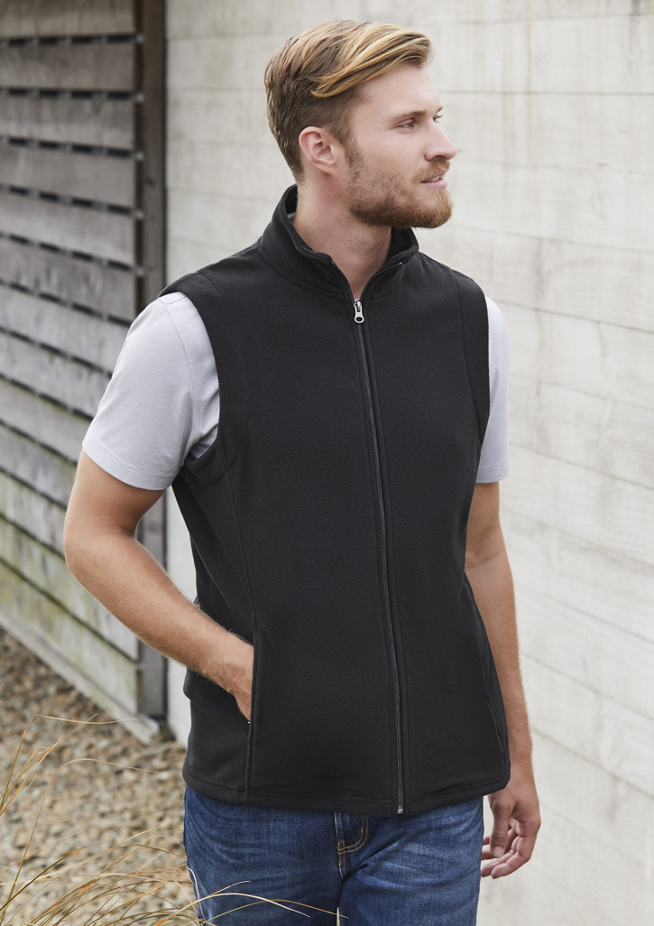 Biz Collection Mens Plain Micro Fleece Vest