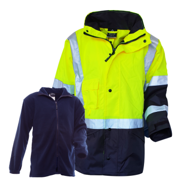 Essentials Waterproof D/N Fleece Lined Yellow/Navy Jacket