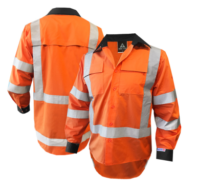 155gsm RIPSTOP TTMC D/N LS Orange/Black Cotton Shirt