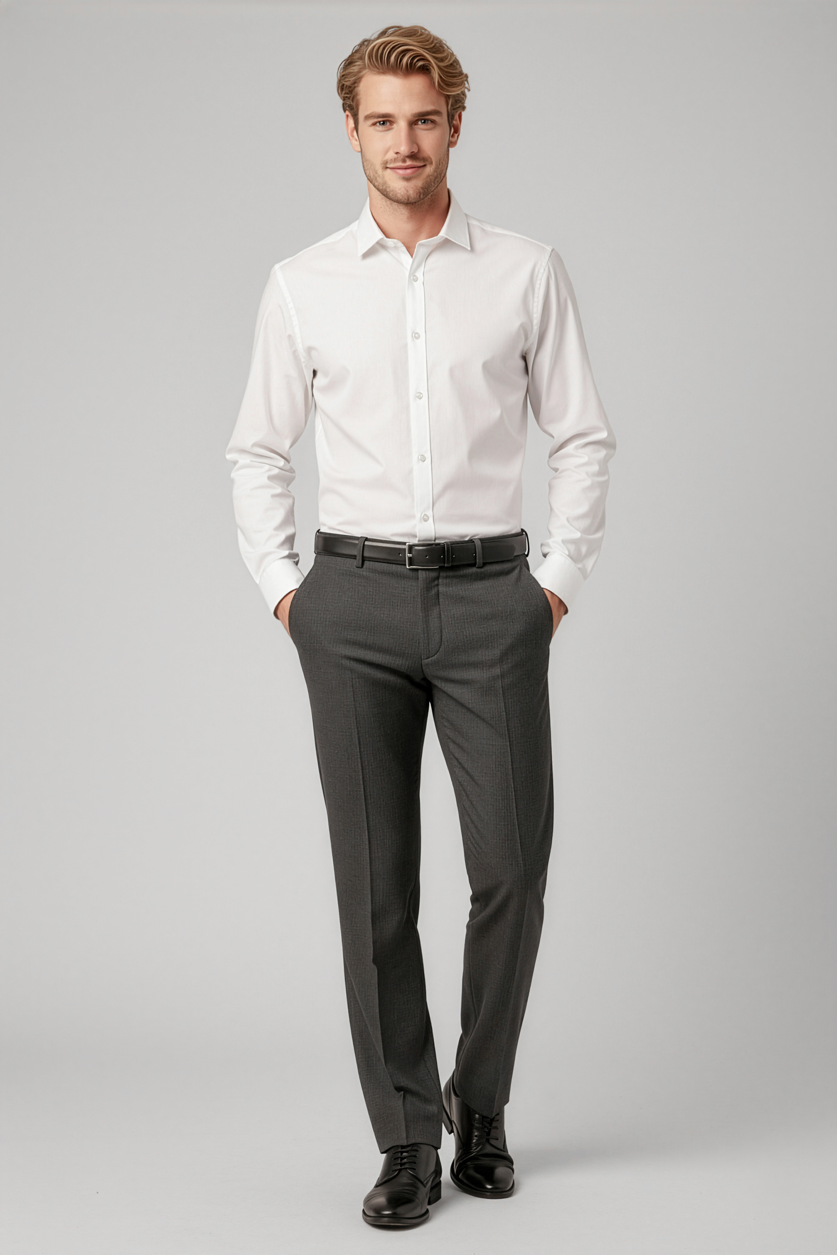 Biz Collection Mens Classic Flat Front Pant