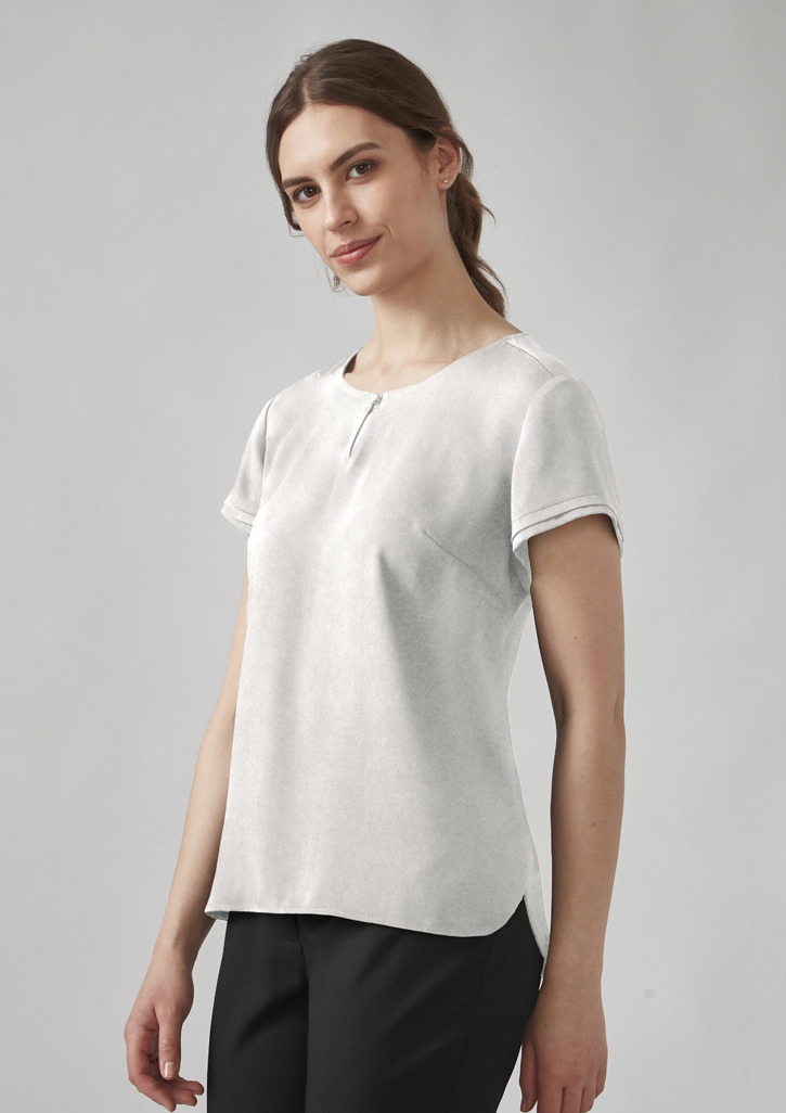 Evelyn Womens Short Sleeve Key Hole Blouse