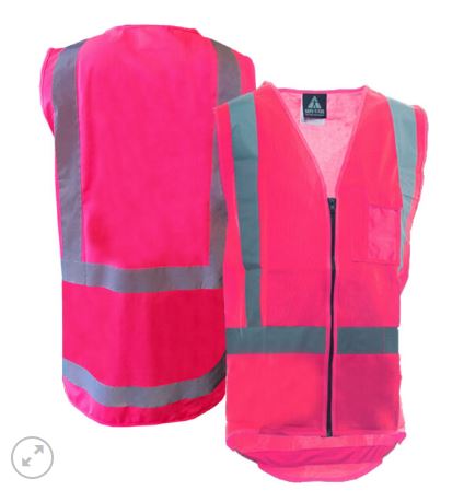 Zipped Pink Vest with Reflection Tape