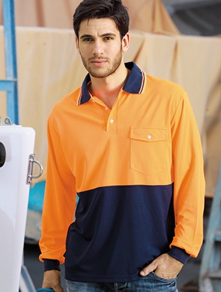 Hi Vis Long Sleeve Safety Polo