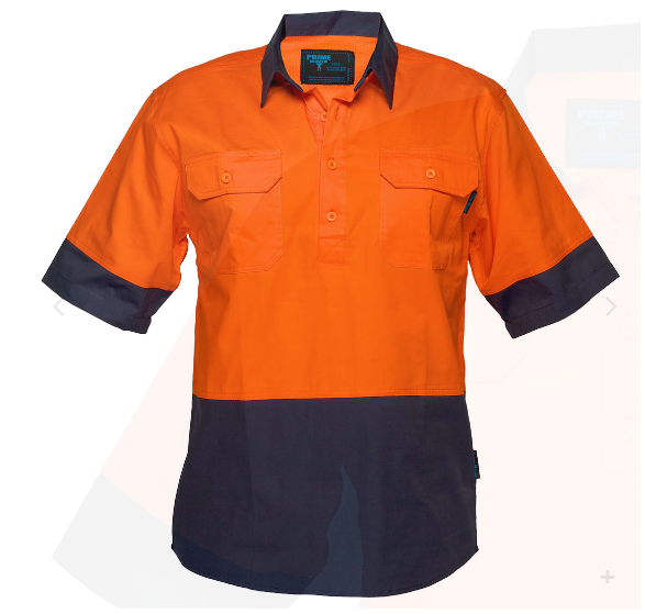 Hi-Vis Two Tone Lightweight Short Sleeve Closed Front Shirt