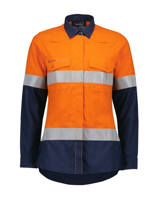 Womens Orange Flame Lightweight Ripstop Taped Shirt