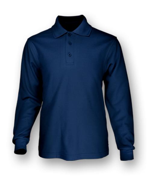 BOCHINI Plain Colour Poly Face Cotton Backing L/S Polo