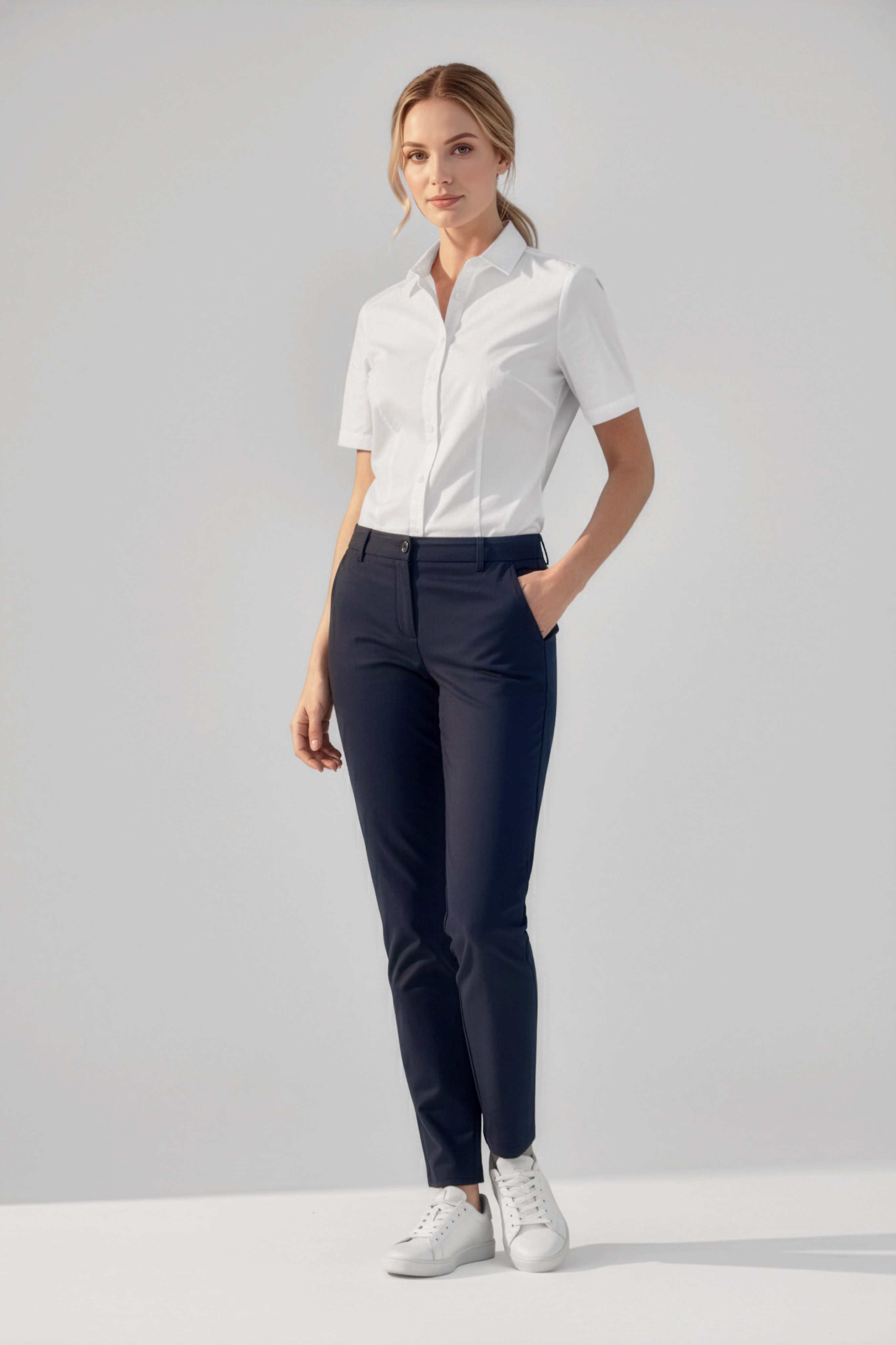 Biz Care Womens Comfort Waist Slim Leg Pant