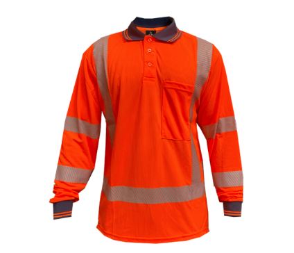 140gsm TTMC D/N Long Sleeve Orange Polo Shirt