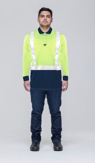 Visible Difference Hi Vis Long Sleeve Inset Polo D/N