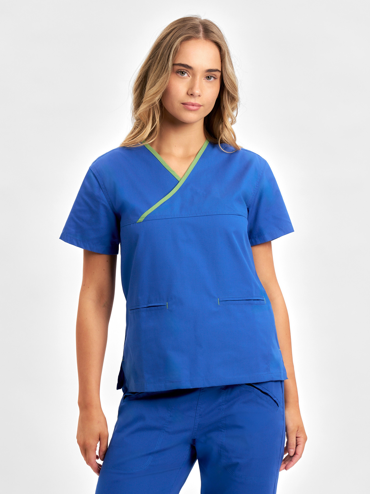 Biz Collection Ladies Contrast Crossover Scrubs Top