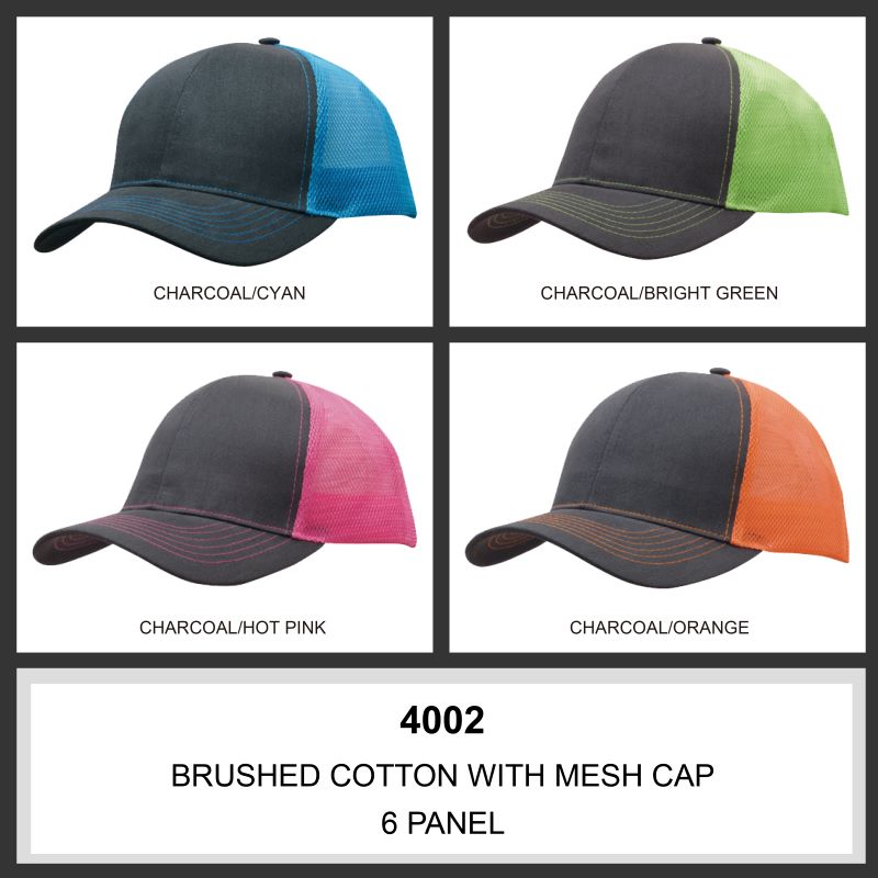 Headwear 6PNL Brushed Heavy Cotton w/- Mesh Back Two-Tone Cap